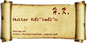 Hutter Kálmán névjegykártya