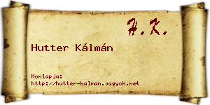 Hutter Kálmán névjegykártya